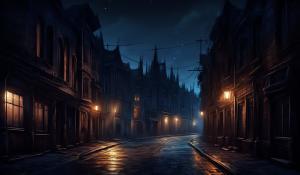 Empty dark street night