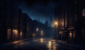 Empty dark street night