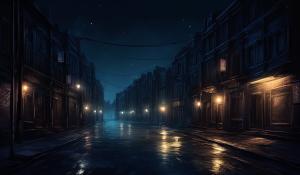 Empty dark street night