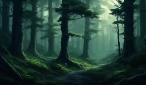 Dark evergreen forest