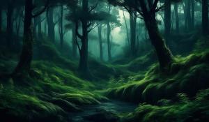 Dark evergreen forest