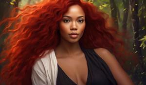 Beautiful biracial woman,red hair