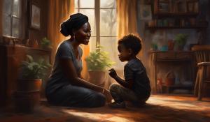 Black mother and toddler boy