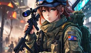 Female soldier with sniper