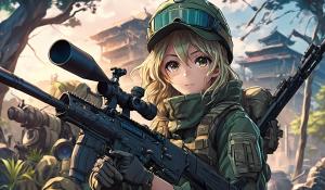 Female soldier with sniper