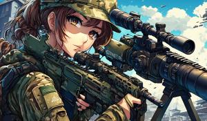 Female soldier with sniper