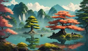 Japanese lake trees