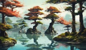 Japanese lake trees