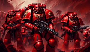 warhammer 40,000 space marines in red nightmare armor