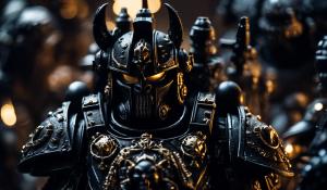 warhammer 40,000 space marines in intricate black nightmare demon armor