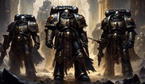 Warhammer 40,000 space marine black templars in ornate armor