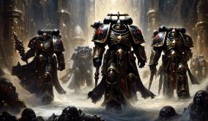 Warhammer 40,000 space marine black templars in ornate armor