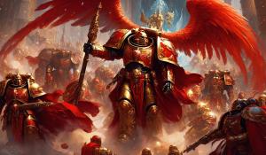 Warhammer 40,000 red angel space marines in custodes armor