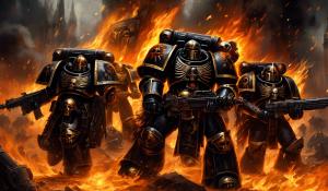 Warhammer 40,000 black templar space marines in flaming punisher armor