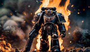 Warhammer 40,000 black templar space marines in flaming punisher armor