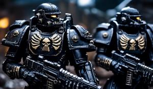 Warhammer 40,000 black space marines in nightmare punisher armor