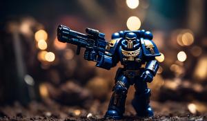 an amalgamation of Warhammer 40,000 space marines and the punisher