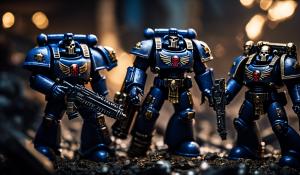 an amalgamation of Warhammer 40,000 space marines and the punisher