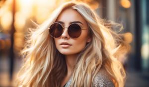 Girl, Long Blond Hair, Round Sunglasses