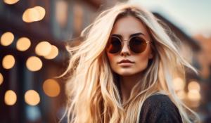 Girl, Long Blond Hair, Round Sunglasses