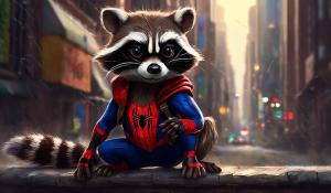 Spider-Man as a raccoon