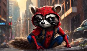 Spider-Man as a raccoon