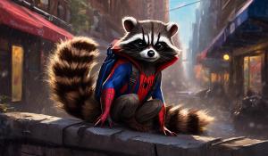 Spider-Man as a raccoon