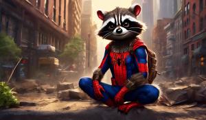 Spider-Man as a raccoon