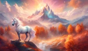 Autumn, mountain, fluffy unicorn