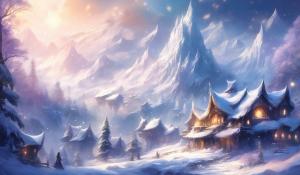 Snow, mountain, forrest, elf village