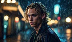 Realistic jamie bower as jace wayland in rainy city