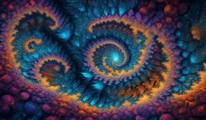 inside a 3d fractal, mandelbrot, geometric art 8k Resolution holographic astral cosmic Illustration mixed media by Pablo amaringo