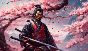 A samurai under a Cherry Blossem tree