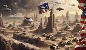 Please create me an image using political symbolism comparing the United States with the Empire from Star Wars. Thank you