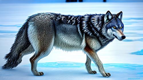 Wolf fully made of ice