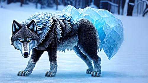 Wolf fully made of ice