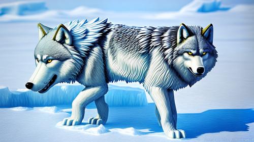 Wolf fully made of ice