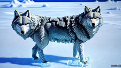 Wolf fully made of ice