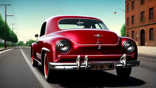 vintage car street photorealistic