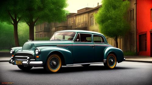 vintage car street photorealistic