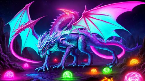 neon dragon fantasy art dreamy surrealistic art