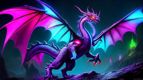 neon dragon fantasy art dreamy surrealistic art