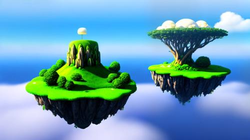 surreal floating island