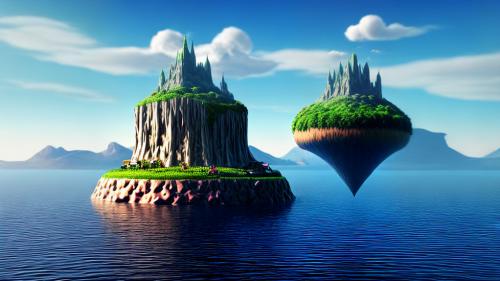 surreal floating island