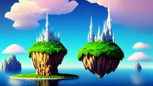 surreal floating island