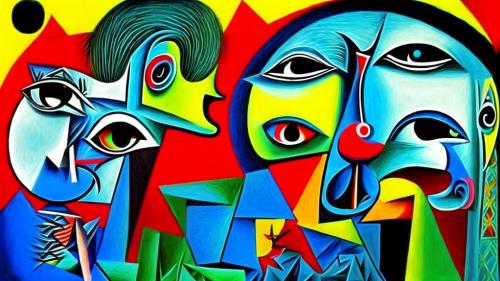 Surreal painting in Picasso style