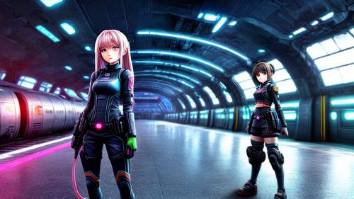 Anime sci-fi girl  trainstation