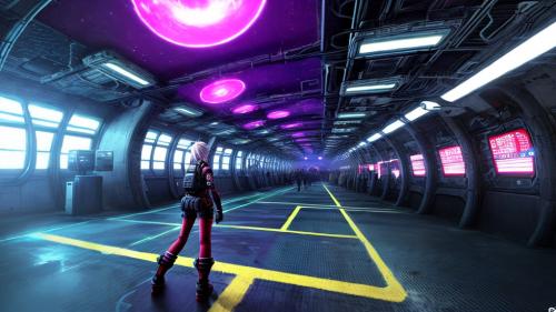 Anime sci-fi girl  trainstation