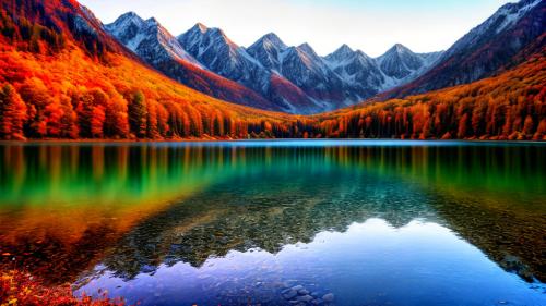 beautiful autumn mountain lake forest