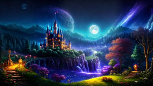 dreamy fairy tale night landscape